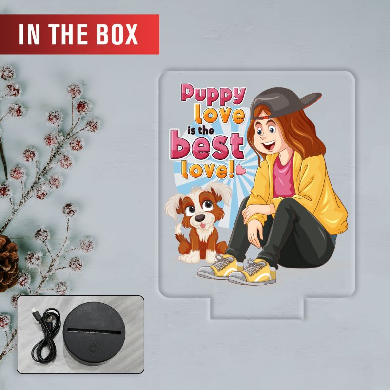 Puppy Love is The Best Love LED Night Light with Color Changing Light, Dog Lover Gift Lamp for Baby, Toddler & Pet Lovers Cute Nursery & Bedside Decor Ideal Gift for Boys, Girls